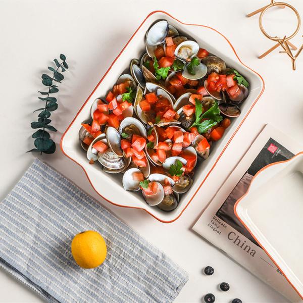 Rectangle Deep Ceramic Bakeware Sets Dish Oven Safe Nonstick For Home Kitchen