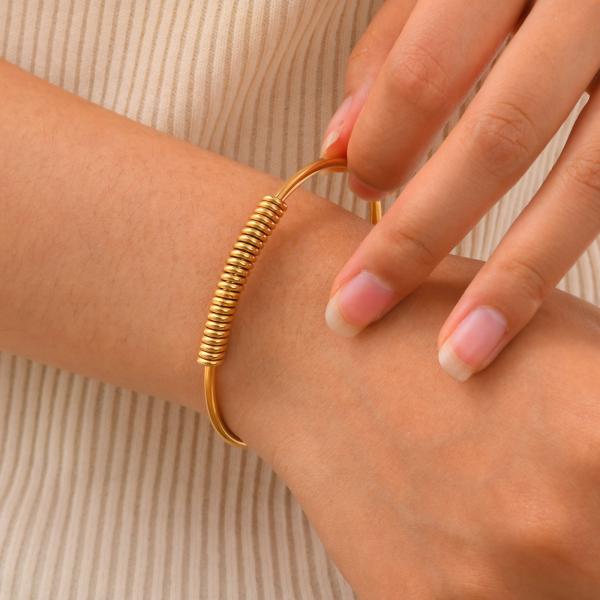 Gold Stainless Steel Cuff Bracelets For Women Mom Wife Valentine Mothers Day Gift
