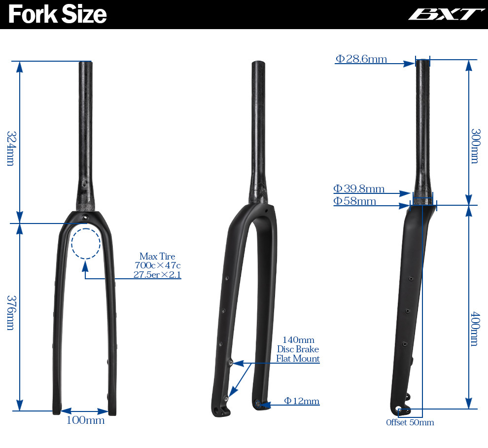 700C Gravel Carbon Road Bike Fork External Internal Cable
