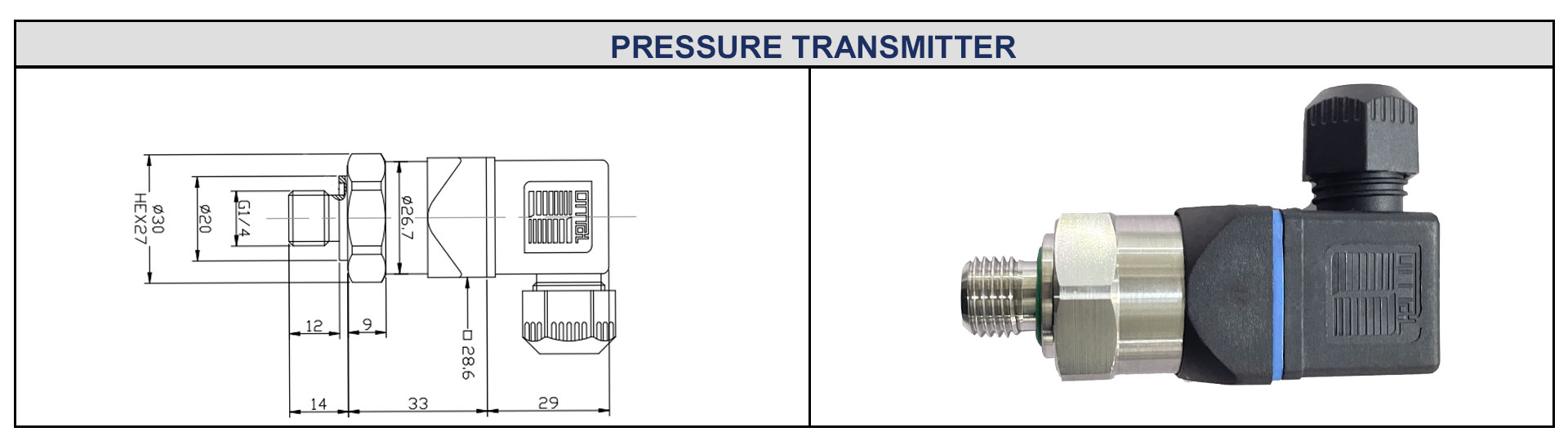 Industrial Pressure Transmitter With International Electrical Connector For Heat Pumps A-10