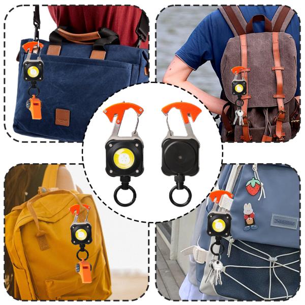 Deyi Badge Reel Retractable Keychain With Belt Clip Heavy Duty 360° Swivel Carabiner Key Chains Impact Resistance ID