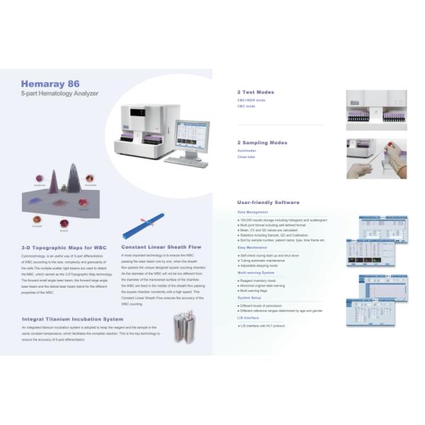 Rayto 5-part human hematology analyzer,auto analyzer Hemaray86 low price