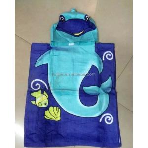China custom designer print with logo sublimation kids poncho beach towel wholesale