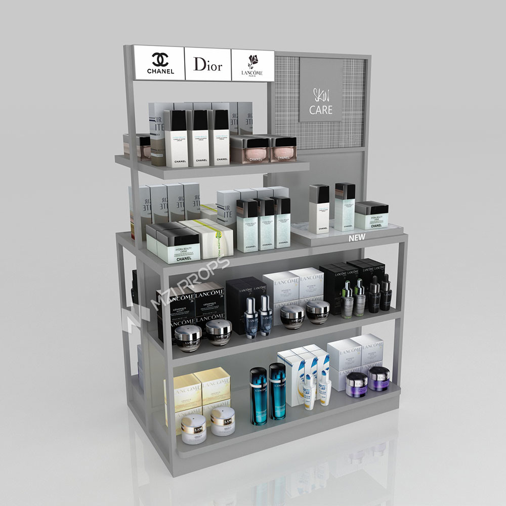 GDR11-ZD01-B Cosmetics Retail Display with LED Light Strips and Gray Glass for Mall Boutiques