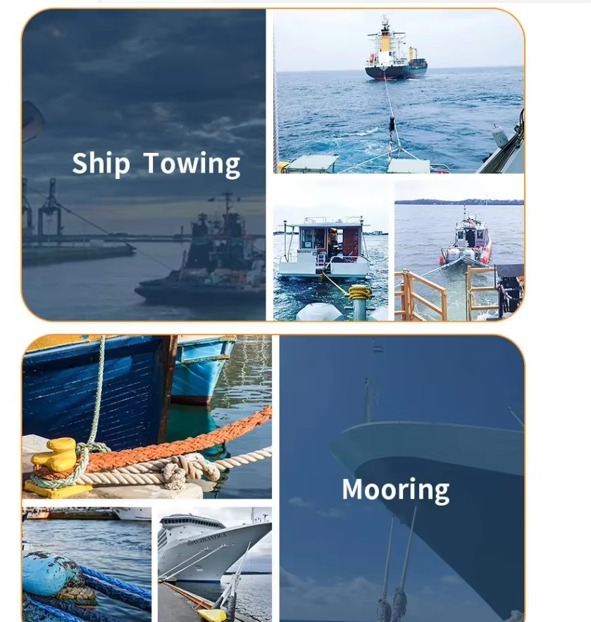 High Tenacity 8 Strand Polyester Berth Mooring Ship Rope 48mm-120m Diameter