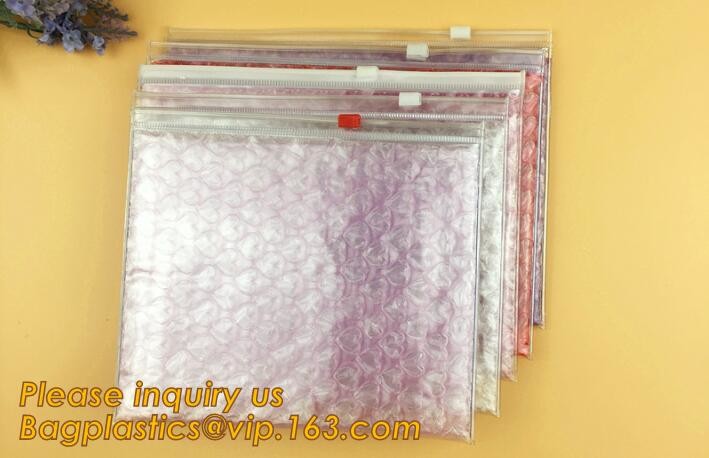 Cosmetic Slider Zip lockk Bubble Bags Bubble Slide Pouch,Zip lockk esd bubble bag bubble packaging wrap cosmetic pouch slide