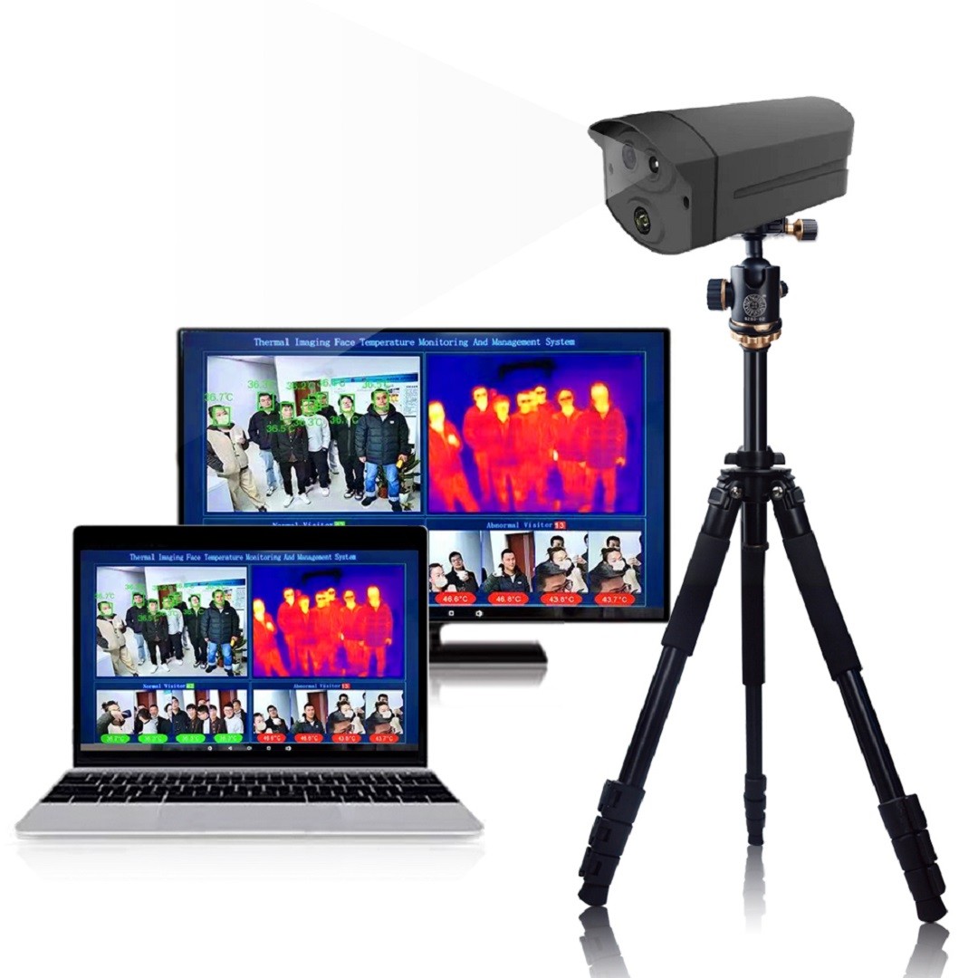 AI Face Recognition Temperature Detector CMOS Sensor 1.8m Adjustable For Public Area