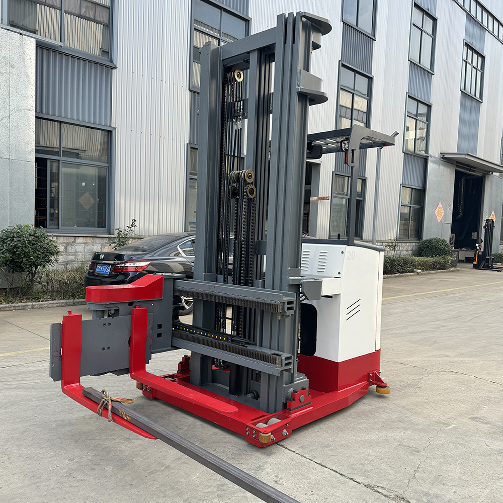 1 ton 1.5 ton battery operated electric 3-way pallet stacker with 180 degree turning forks