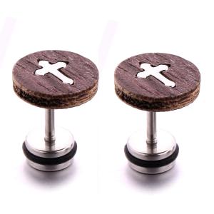 China Fashion Black Natural Wood Studs Jewelry Wholesale Wooden Cross Earrings wholesale
