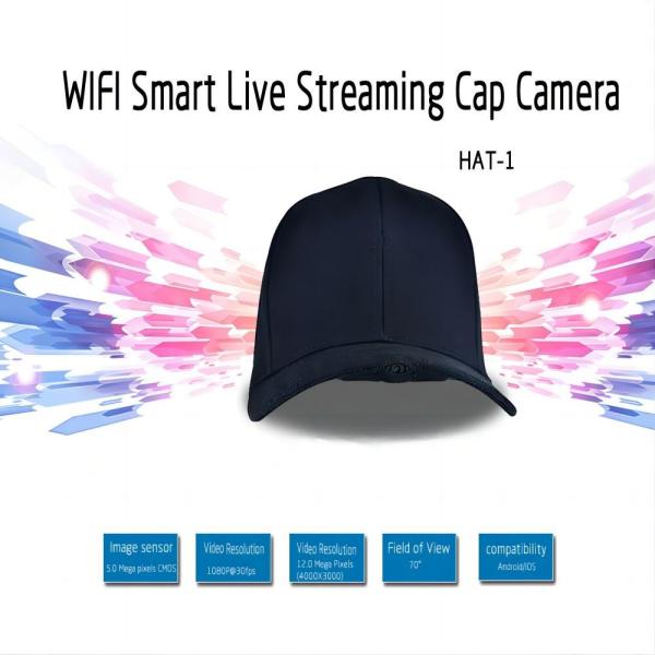 Quality Live Streaming WiFi Camera Hat 2K Action Camera Connect With Hotspot/ Wireless Router for sale