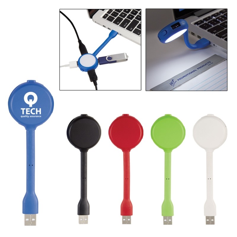 Curved At Any Angle 4 Port USB 2.0 HUB With LED Light