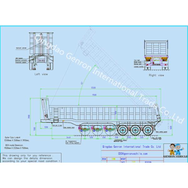 5 / 6 Axles 80T Capacity Genron Brand Rear Tipping Semi Truck Trailer In Southeast Asia Market