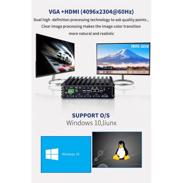 IBOX-3026 Fanless Industrial Mini PC with Quad Core Processor and DC 9V-36V Wide Voltage Input - CE FCC ROHS Certified