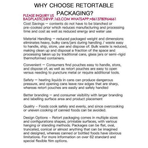 Sustainable Meat Vegetable Soup Pack Pouch Canned Fish Fast Food Packaging Retort Pouch