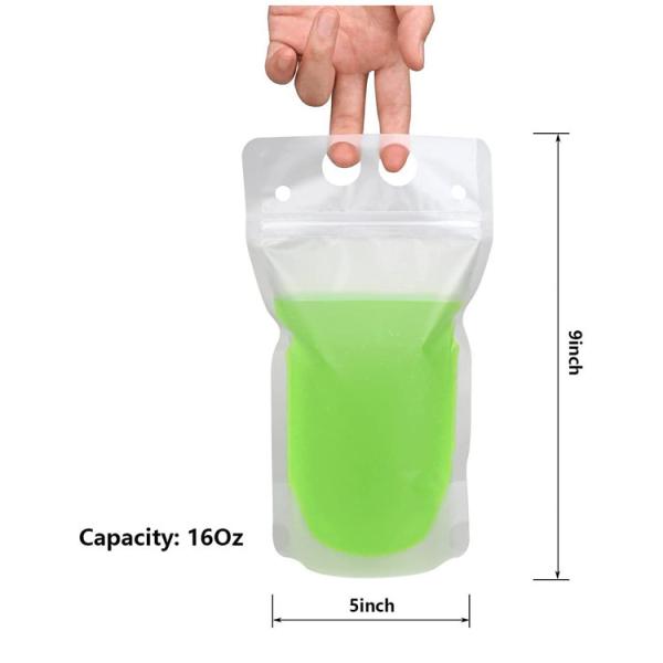 Custom Printed Empty 16oz Fruit Juice Packing Pouch With Straw Reusable