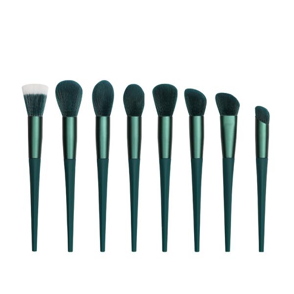 Plating Handle Matte Green High End Makeup Brush Set 16.8cm Total Length