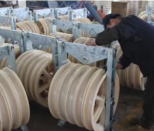 China MC Nylon Wheels OPGW Wire Stringing Pulley Block With Galvanized Steel Frame wholesale