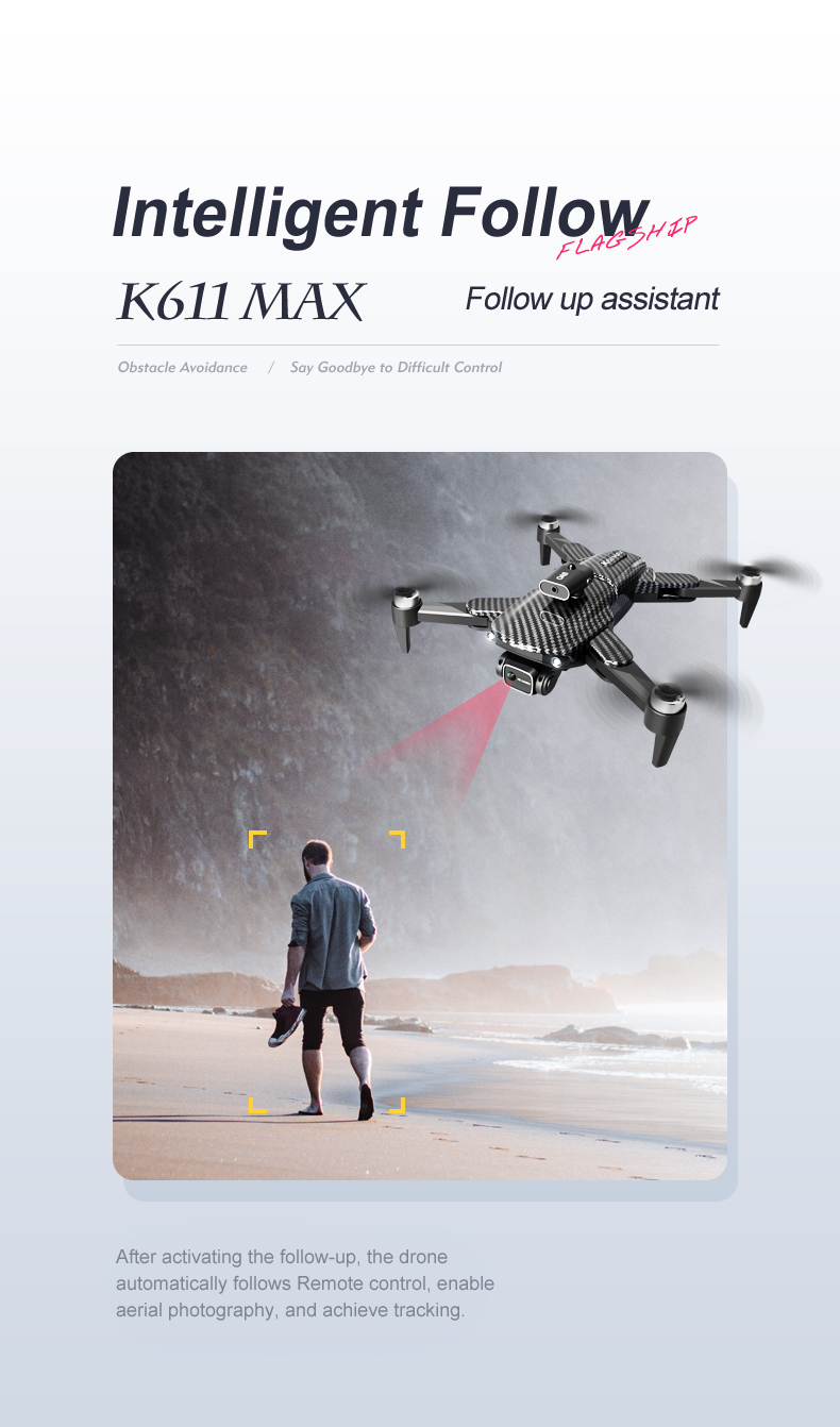 K611 Max 4k Dual Camera Drone Wide Angle Obstacle Avoidance Battery Type lipo battery Optical Flow Hovering Fpv Drone