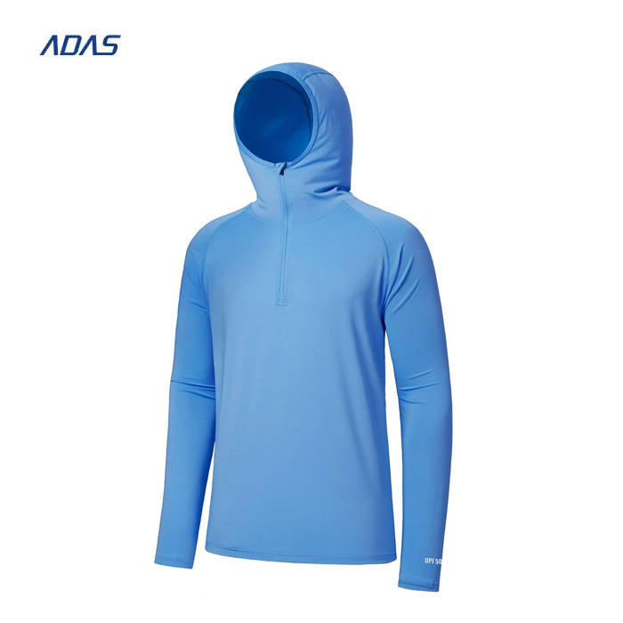 Breathable Camo Long Sleeve Mens UPF50 Quick Dry Fishing Wear Hoodie Rash Guard