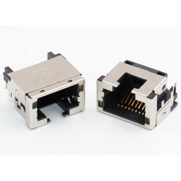 Right Angle RJ45 Female Connector , Shielded Low Profile RJ45