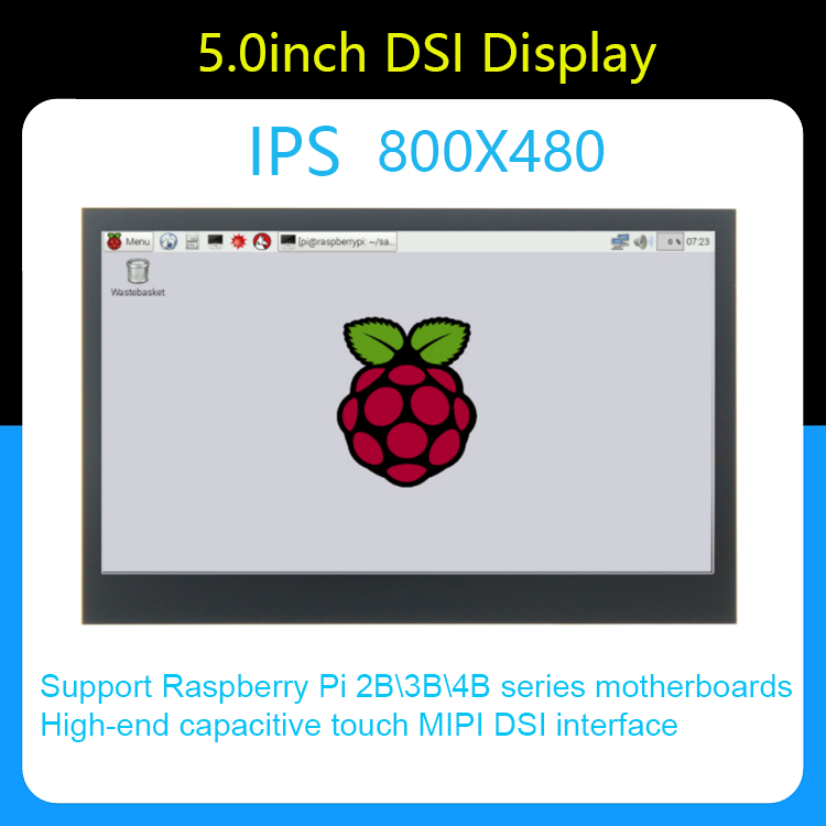 800*480 Raspberry Pi Module 5.0 Inch IPS TFT DSI Multi Touch Lcd Display Module