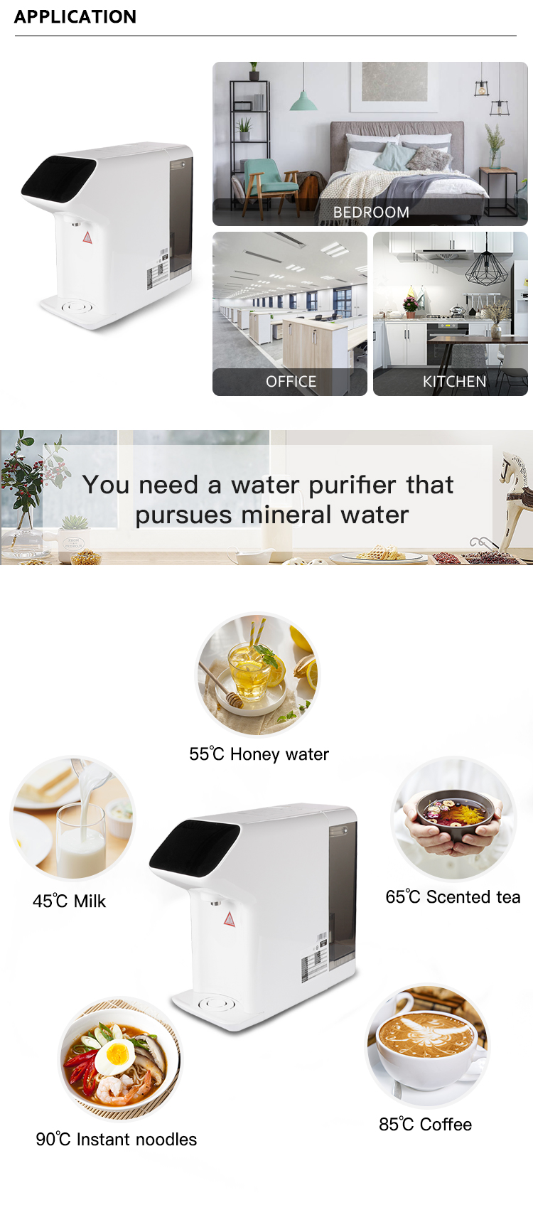 Electric 5L water tank Korean instant hot water dispenser touch screen reverse osmosis water dispenser