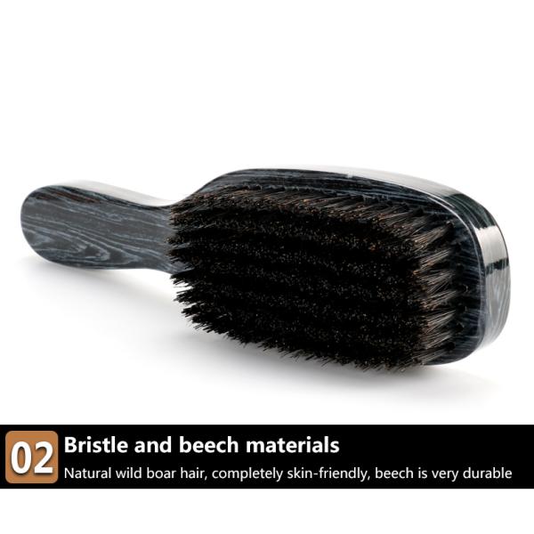 360 Soft Boar Bristle Brush For Men Marbling Beech Long Handle