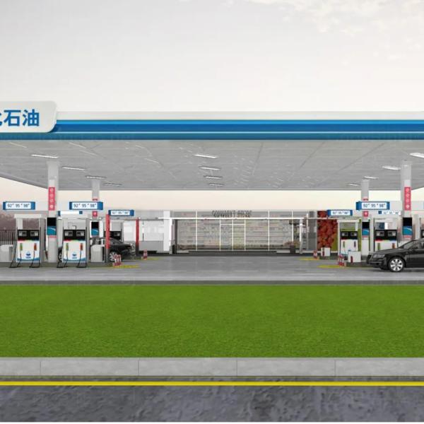Q345 Prefabricated Gas Station Canopy Steel Structure EPS Roof