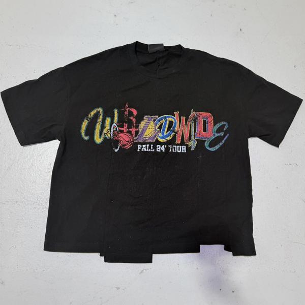 Quality Custom Print Logo Manufacturer Streetwear Panel Boxy Screen Printed Sun Faded Tee Patchwork Uneven Hem Cut and Sew Men T Shirt for sale