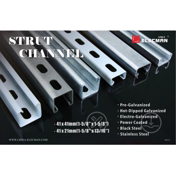 Electrical Galvanized Steel GI Strut Channel System 41 X 22