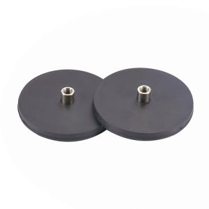 China Round Black Rubberised Neodymium Magnets With Internal Thread wholesale