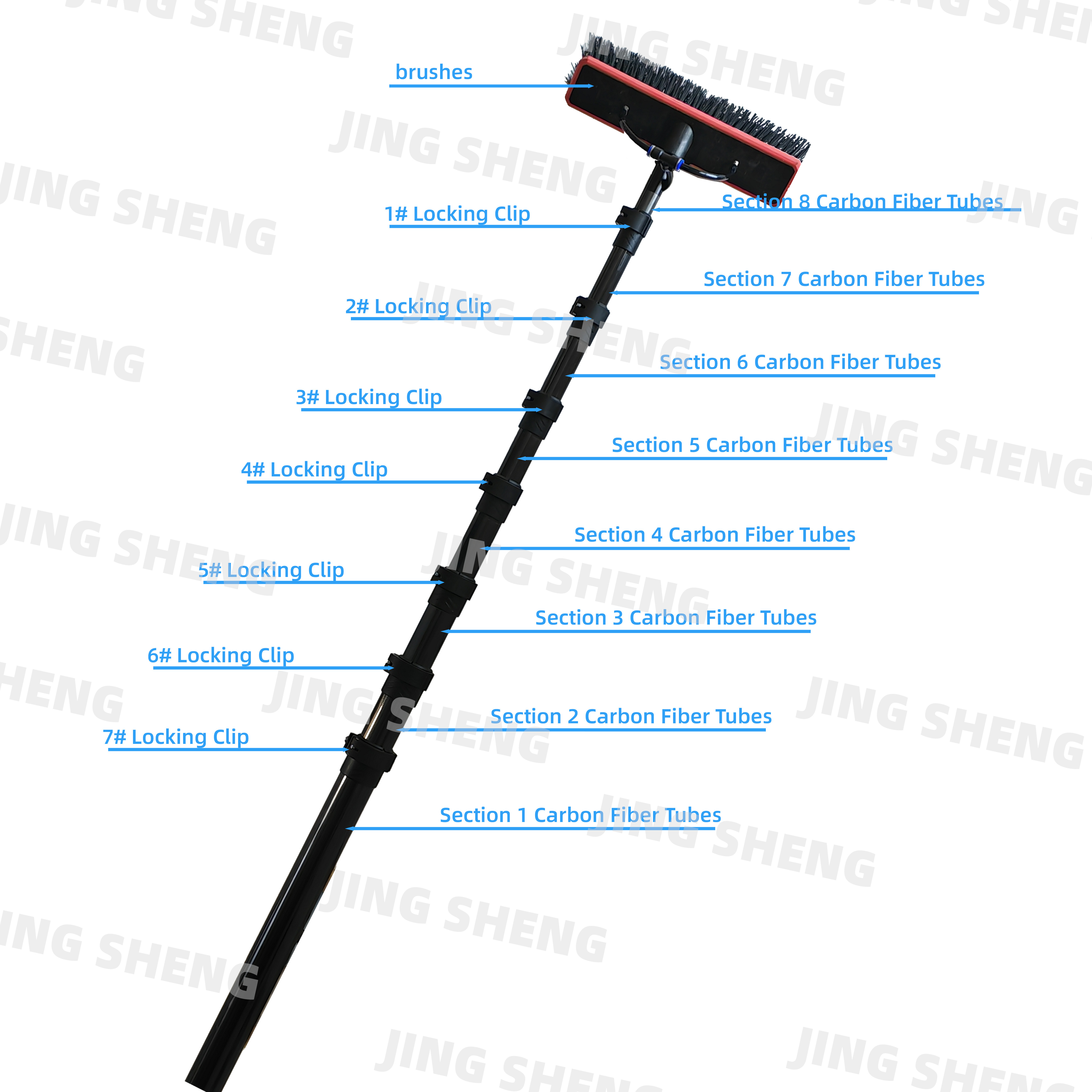 33 ft High Quality Professional Carbon Fiber Window Cleaning Pole or Outdoor Indoor Use Solar Cleaning Panels