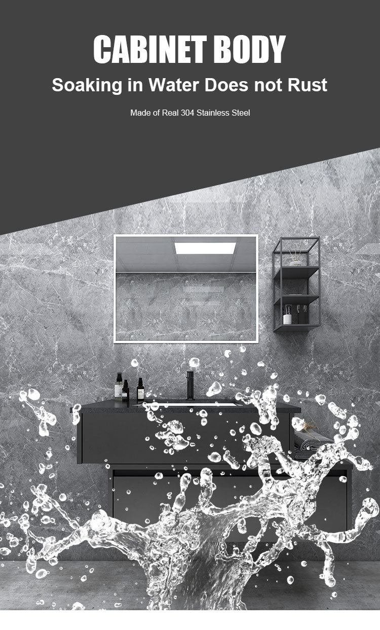 China 304SUS Stainless Steel Bathroom Furniture Vanity Moistureproof Wash Basin Cabinet wholesale