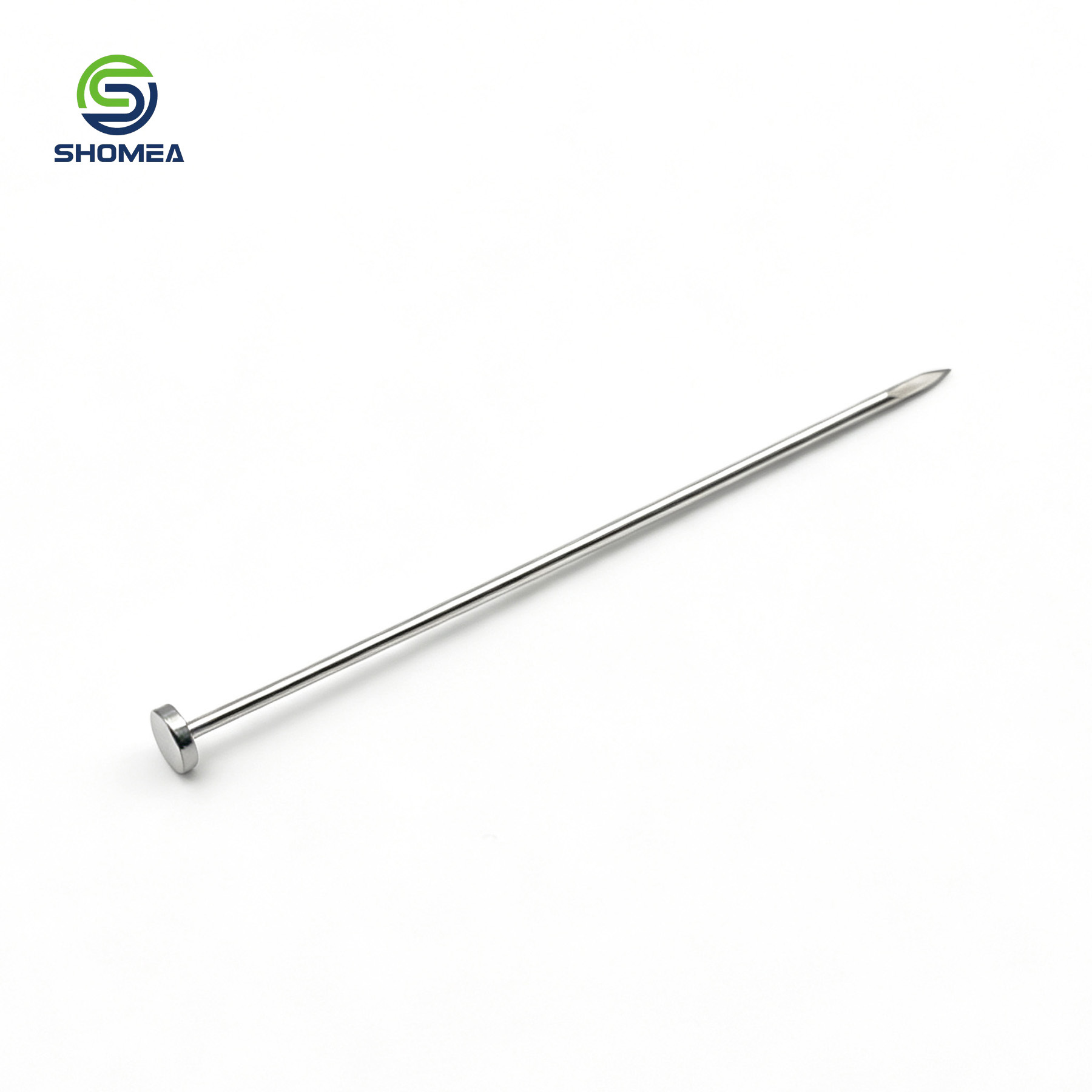 Custom Machined Stainless Steel Solid Needle Component with Flat Round Head - Built to Print