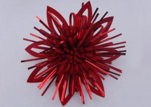 China Red Shinny PET Self - adhesive Fancy Bows for hair , Pre made Gift Flower Ribbon Bow wholesale