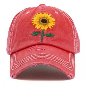 China Vintage Inspired Custom Embroidery Baseball Cap Cotton Sunflower Lace Fabric wholesale