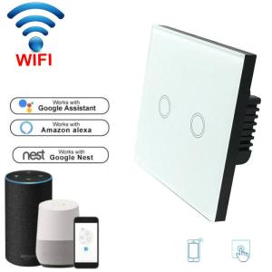 China Touch Switch Wireless Wifi Light Switch EU Standard Smart Switch 90-240V support Alexa/google home wholesale