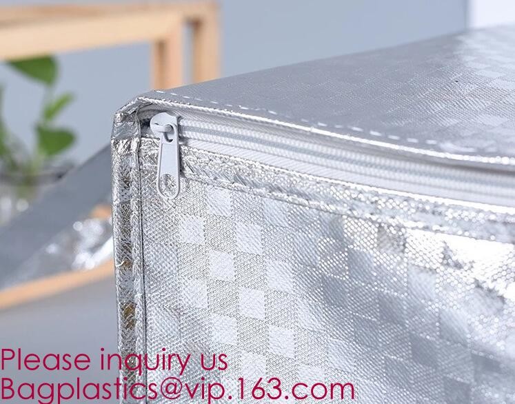 Custom Packing Aluminum Foil Zip-Lock Grocery Handle Thermal Insulation Cooler Bag For Outdoors,Promotional Insulated La