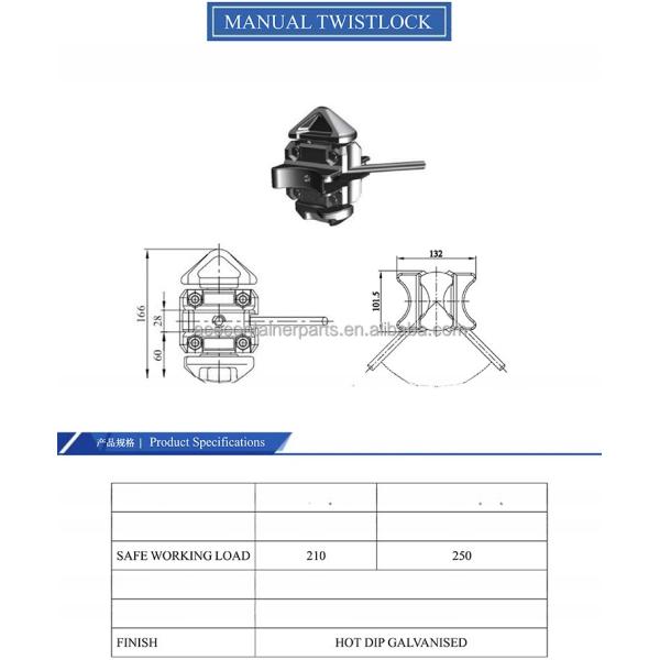 Shipping Container Twistlock and Stacking Intermediate ISO Dimensions Lashing Equipment with Hot Dip Galvanized Finish