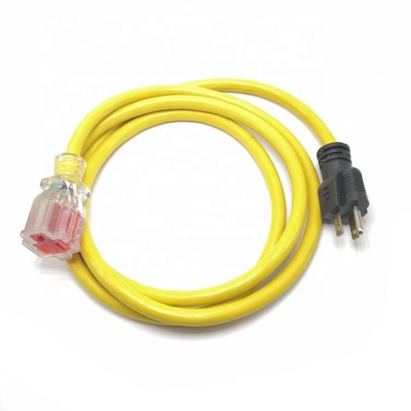 Quality SJTW Indoor Extension Three Prong Power Cord 14/3 Heavy Duty Lighted With Lock for sale