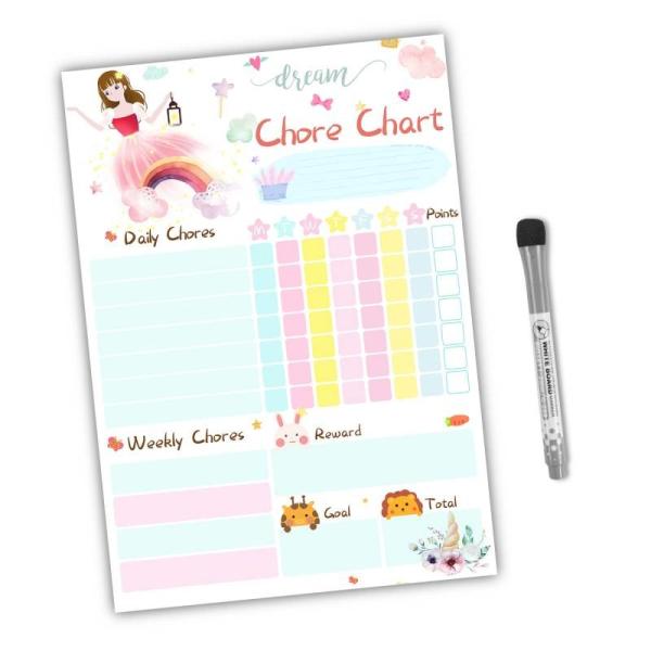 Dry Erase Erasable Magnetic Chore Chart For Fridge Rewritable