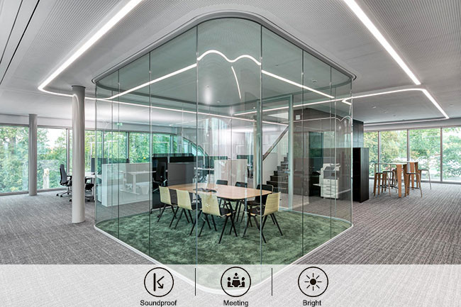 double glazed demountable transparent customized size tempered glazed partition wall