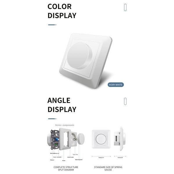 European Standard Thyristor Dimmer Switch Rear Cut 200W fireproof
