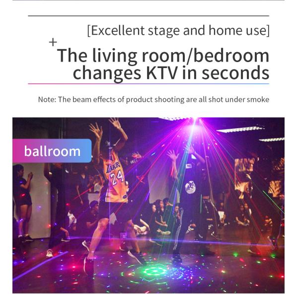 15 Eyes RGB Party Lights Stage Light by DMX512 Control Sound Activated LED Pattern Strobe Lights for Parties Club Bar Di