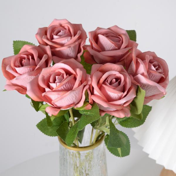 Simulated velvet rose, fake flower, wedding home decoration, Valentine's Day, artificial bouquet with tactile feel