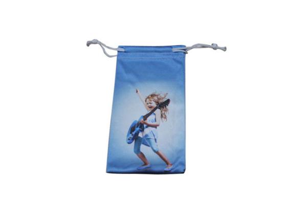 Quality Custom Printed Microfiber Cloth Pouch , Drawstring Microfiber Eyeglass Pouch for sale
