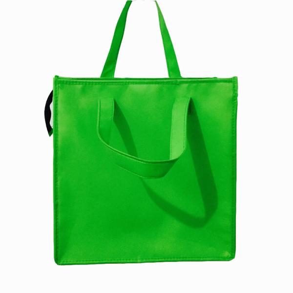 Non Woven Insulated Cooler Bags Green Color Customized LOGO For Picnic