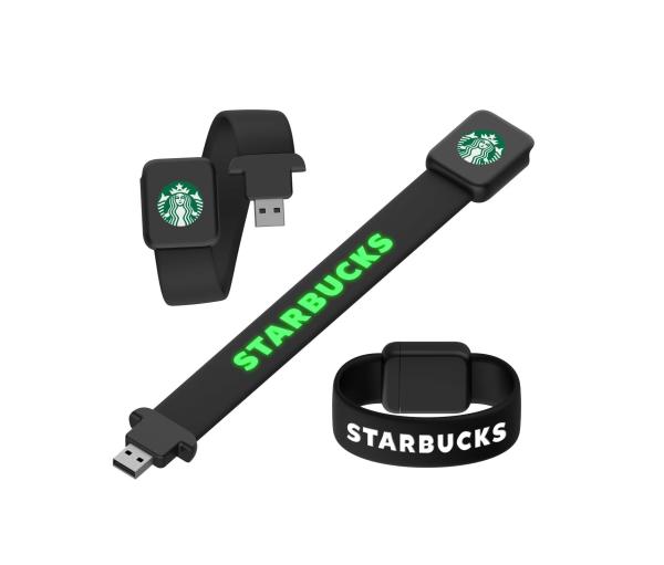Quality Shiny When Reading On Computer Silicone Wristband Usb With LED Light Laser Logo for sale