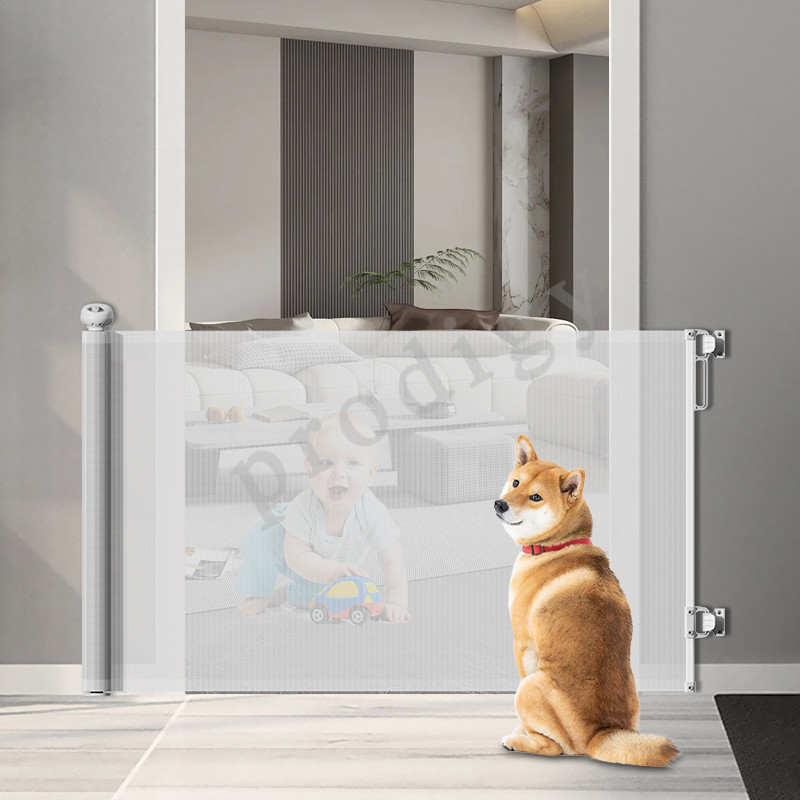 55 Inch Foldable Retractable Stair Gate Mesh Dog Barriers Retractable Gate For Doorway