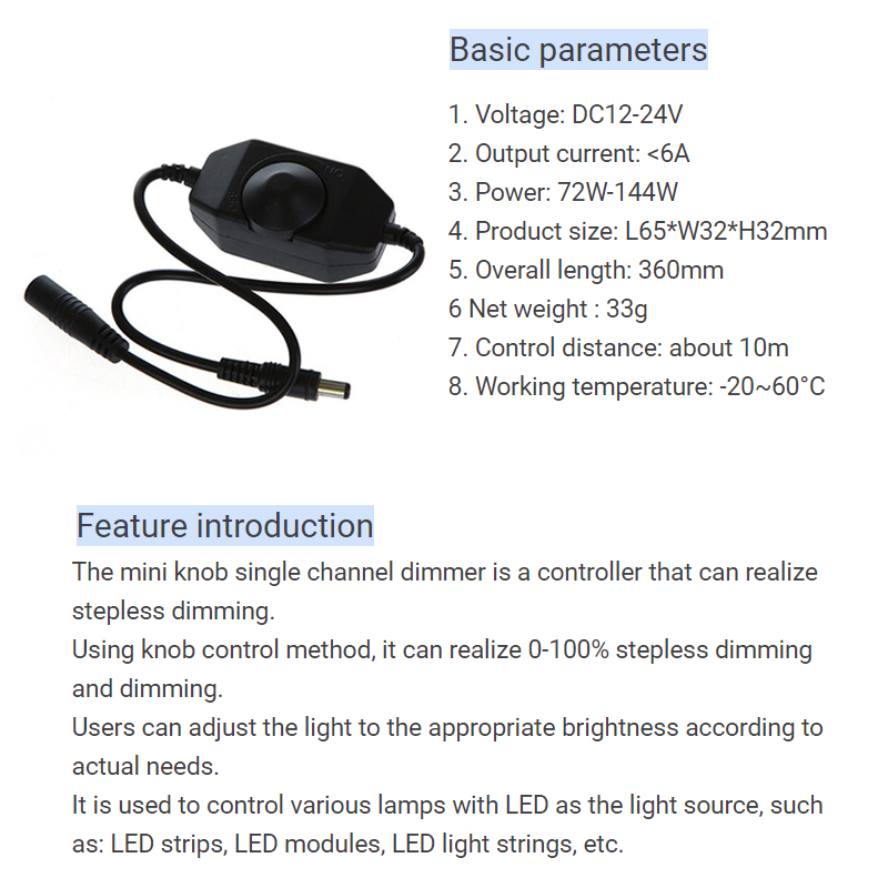 Single Color LED Controller Dimmer , PWM Manual LED Knob Switch
